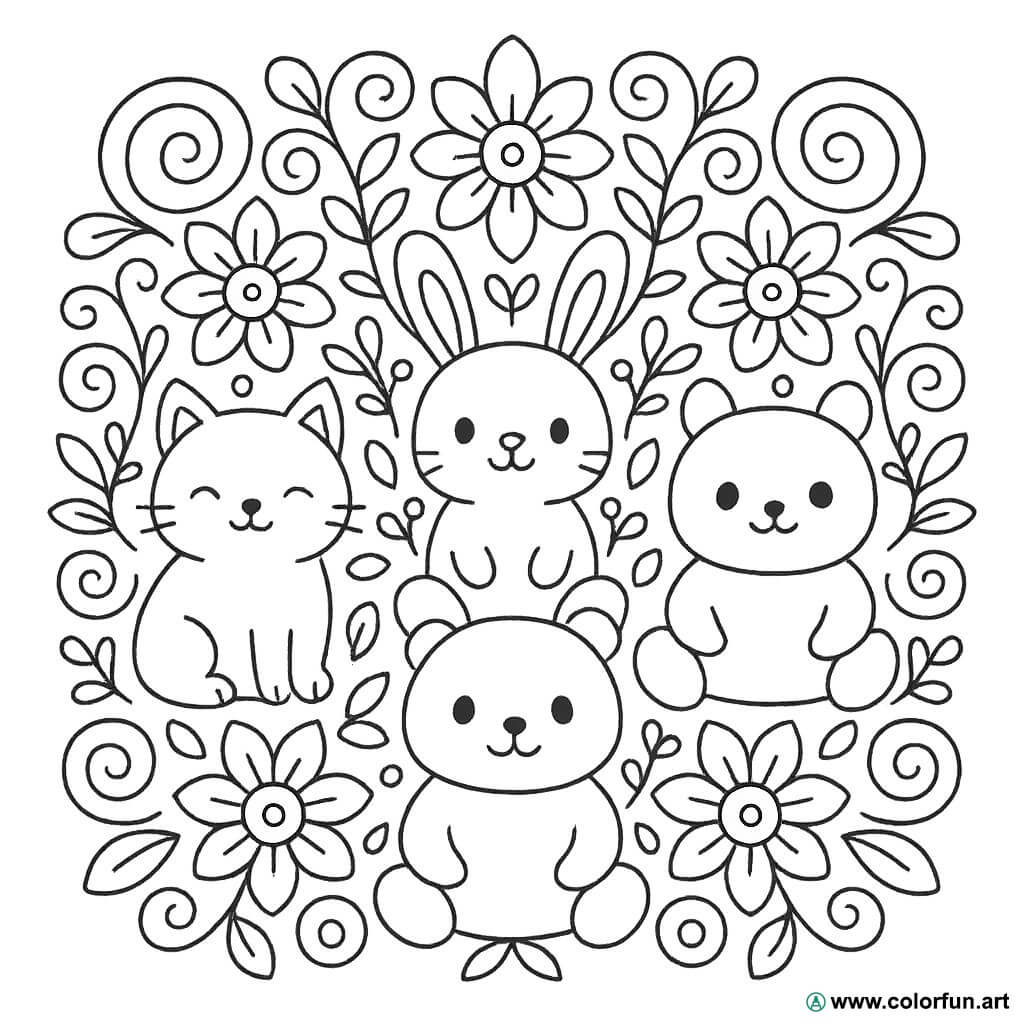 kleurplaat dieren mandala