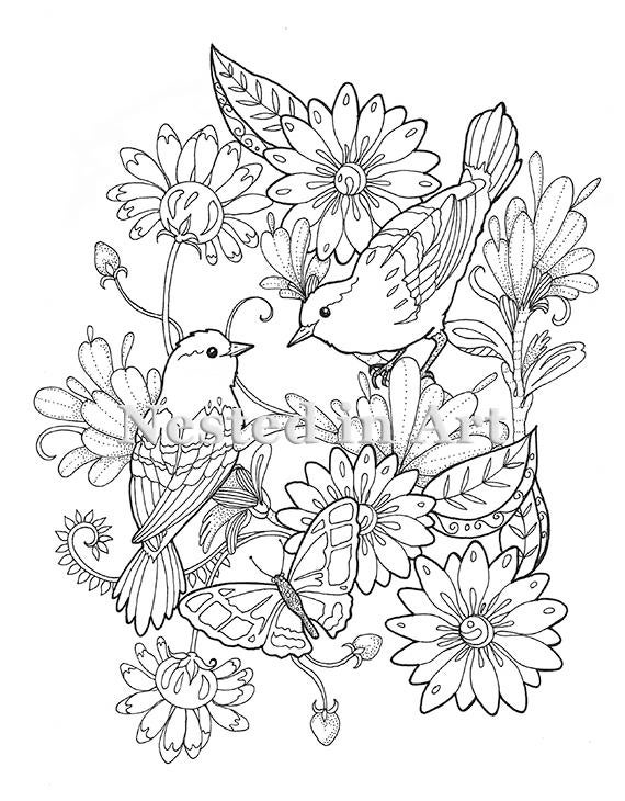 kleurplaat bloemen en vlinders